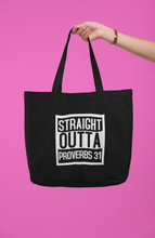 Load image into Gallery viewer, “Straight Outta Proverbs 31” Canvas Tote Bag
